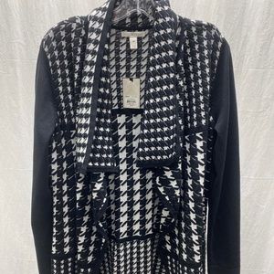 NWT Dana Buchman Houndstooth Jacquard Sweater Black & White Size M
